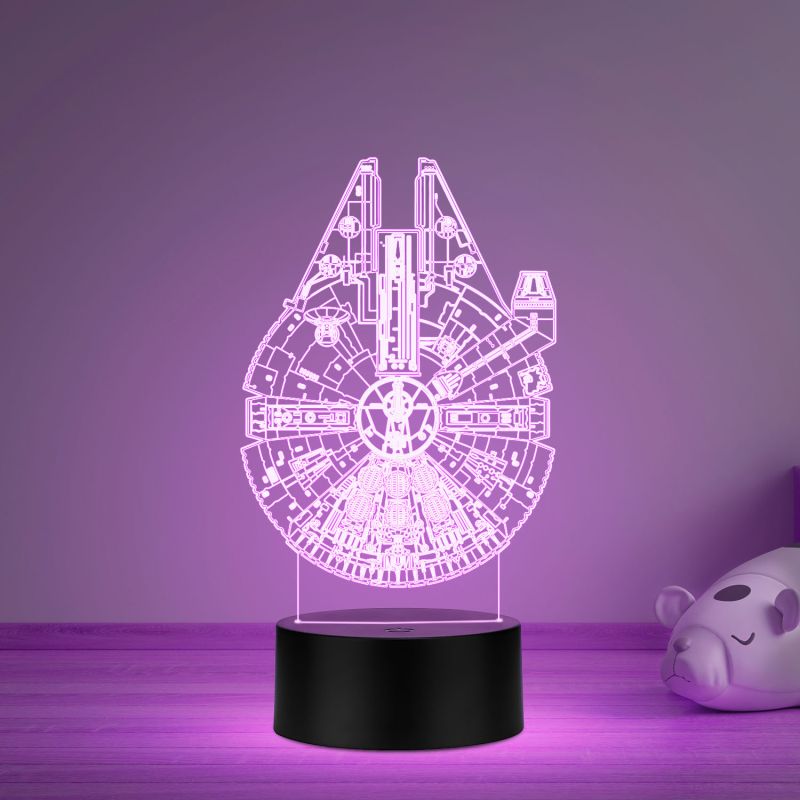 3D Illusion Star Wars Millennlum Falcon Led Night Lamp with Multicolored Gift For kids